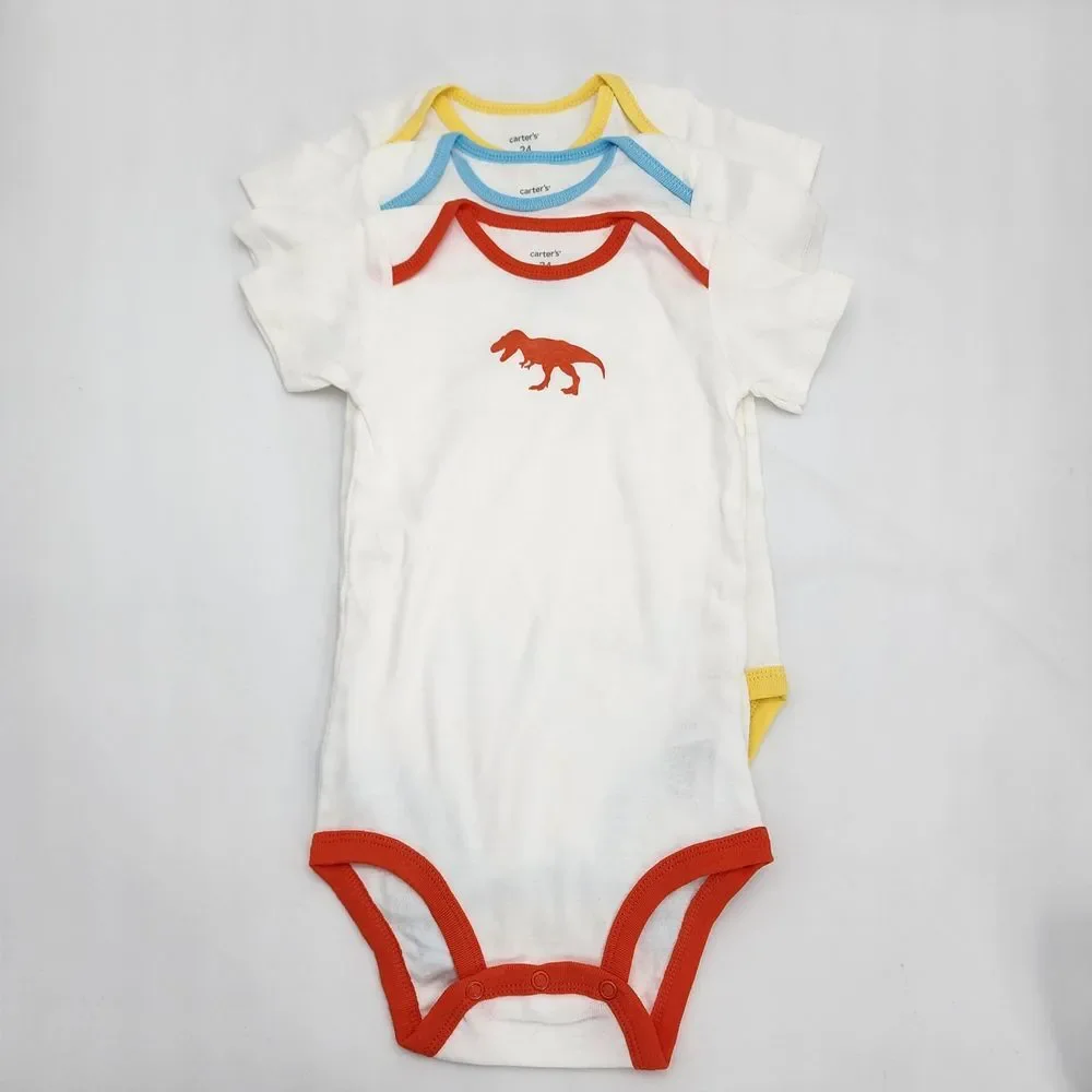 Carter's Baby Boys Infants‎ Dinosaur 3 Piece Short sleeves Bodysuits White NWOT